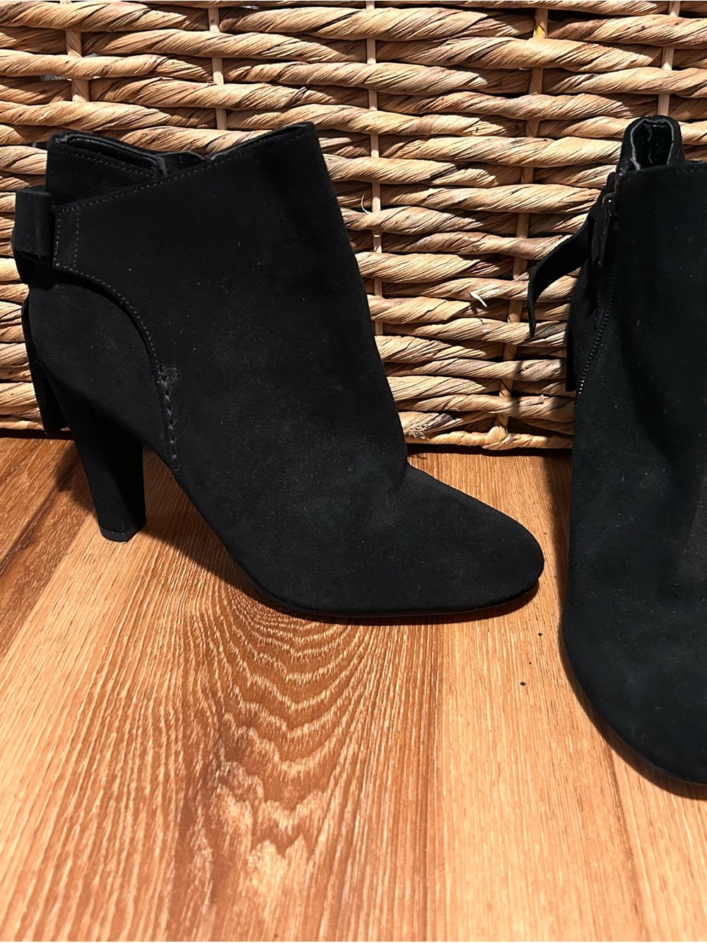 Aldo Black Suede High Heel Ankle Booties